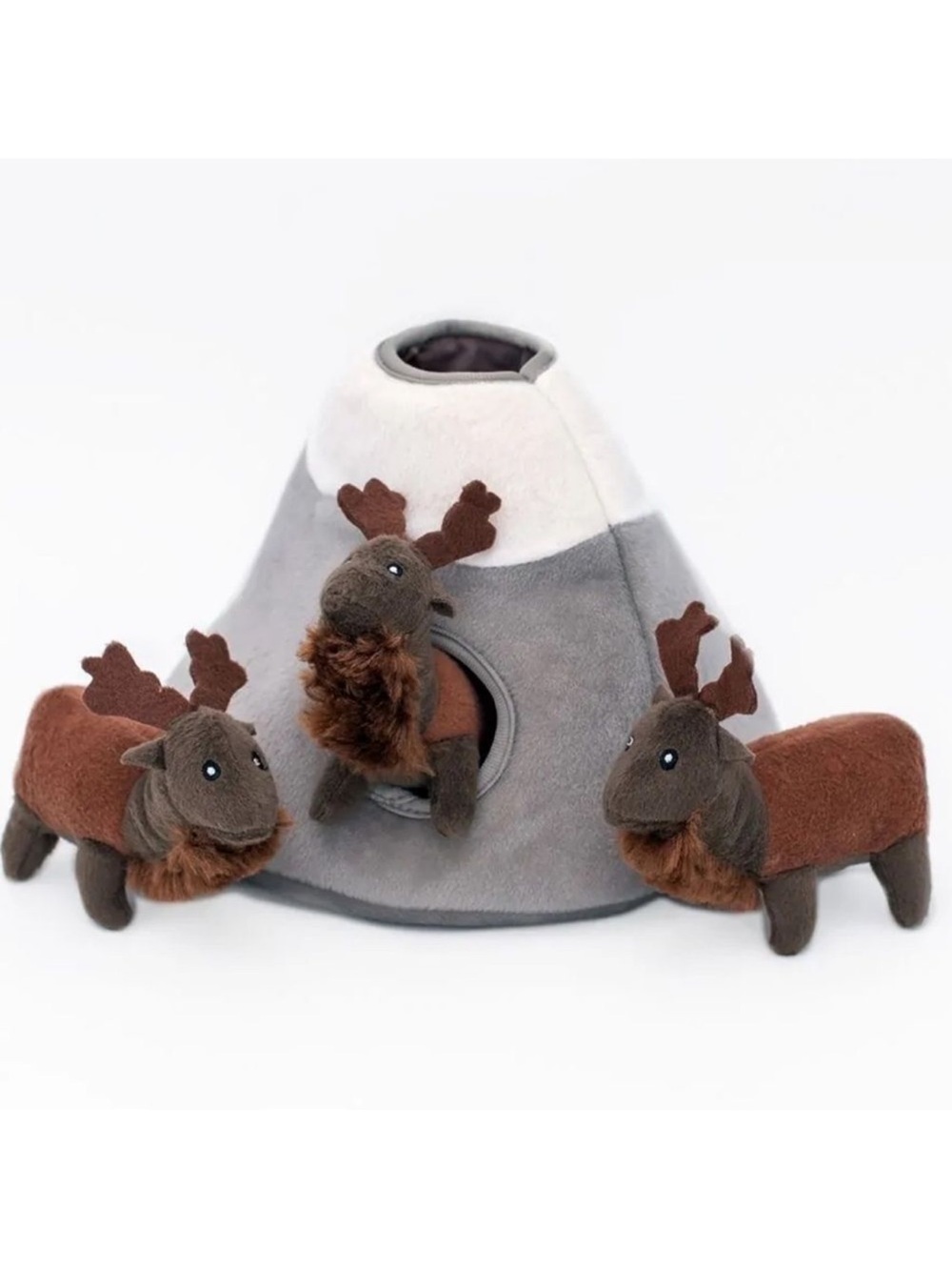 Zippy Paws Elk Mountain Gray White Dome Brown Burrow Interactive Puzzle Dog Toy